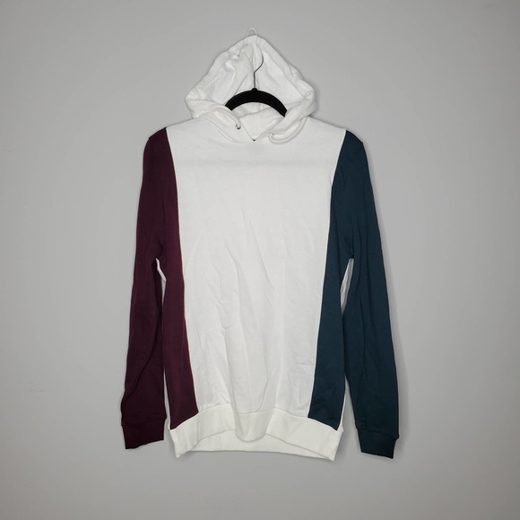 ASOS Tops - ASOS White Black Colorblock Long Sleeve Pullover Hoodie Sz XS